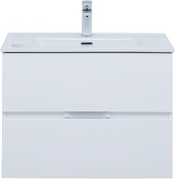 Aquanet Тумба под раковину Алвита New 70 2 ящика подвесная белая матовая – фотография-2